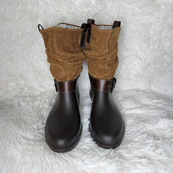 Anna Capri Brown Suede Scrunch Ankle Booties Size 6 - Picture 4 of 5